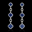 .50ct Diamond and Blue Sapphire 18k White Gold Dangle Earrings