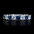 1.31ct Diamond and Blue Sapphire 18k White Gold Eternity Wedding Band.