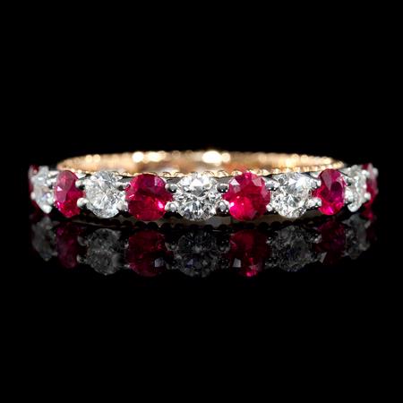 Diamond and Ruby 18k Two Tone Gold Ring 