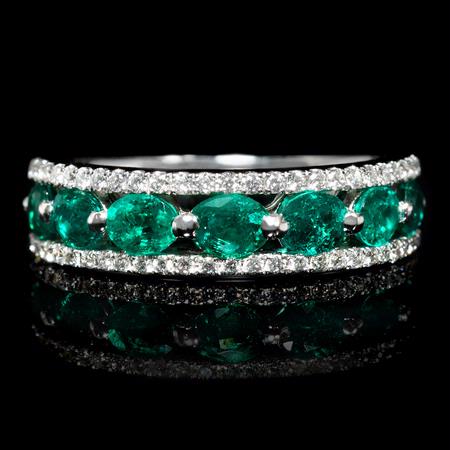 .27ct Diamond and Emerald 18k White Gold Ring