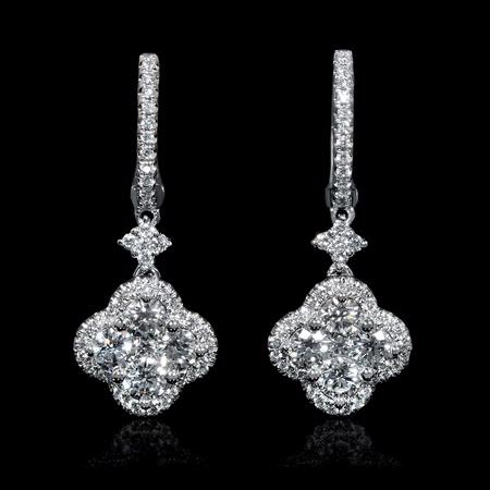 2.20ct Diamond 18k White Gold Dangle Earrings