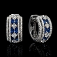 .90ct Diamond and Blue Sapphire 18k White Gold Huggie Earrings