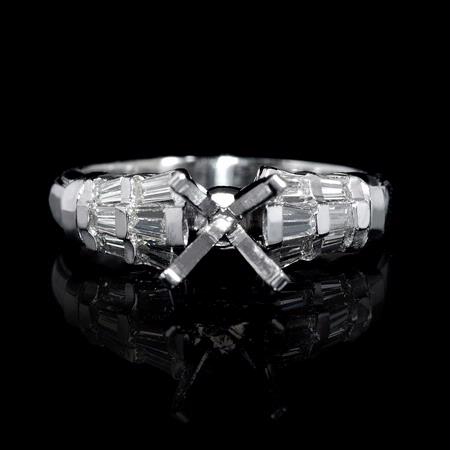 .57ct Diamond Antique Style Platinum and 18k White Gold Engagement Ring Setting