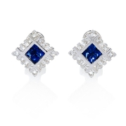 Diamond and Blue Sapphire 18k White Gold Earrings