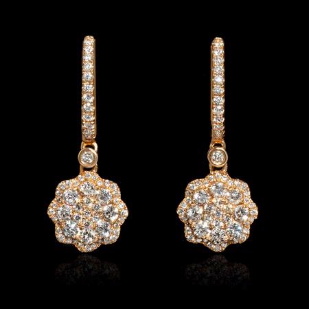 .95ct Diamond 18k Rose Gold Dangle Earrings