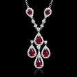 1.59ct Diamond and Ruby 18k White Gold Pendant Necklace