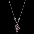 1.59ct Diamond and Ruby 18k White Gold Pendant Necklace
