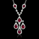 Diamond and Ruby 18k White Gold Pendant Necklace