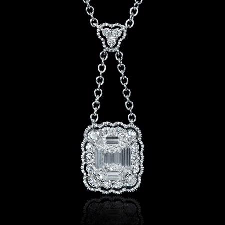 1.15ct Diamond 18k White Gold Pendant Necklace