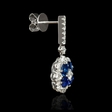1.00ct Diamond and Blue Sapphire 18k White Gold Dangle Earrings