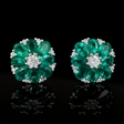 .36ct Diamond and Emerald 18k White Gold Cluster Earrings