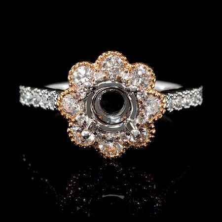 .93ct Diamond 18k Two Tone Gold Halo Engagement Ring Setting