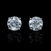 Diamond 2.02 Carats 14k White Gold Stud Earrings   