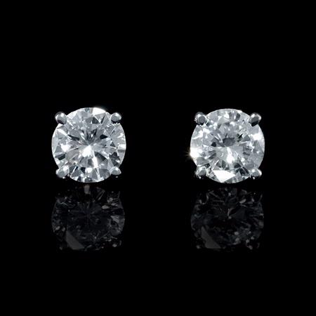 1.00ct Diamond 14k White Gold Stud Earrings