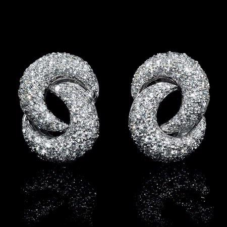 .43ct Garavelli Diamond 18k White Gold Cluster Earrings