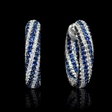 1.11ct Diamond and Blue Sapphire 18k White Gold Huggie Earrings
