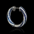 1.11ct Diamond and Blue Sapphire 18k White Gold Huggie Earrings