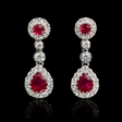.48ct Diamond and Ruby 18k White Gold Dangle Earrings