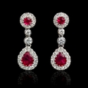 Diamond and Ruby 18k White Gold Dangle Earrings