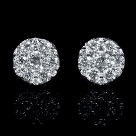 1.28ct Diamond 18k White Gold Cluster Earrings