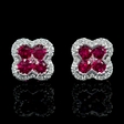 .17ct Diamond and Ruby 18k White Gold Cluster Earrings