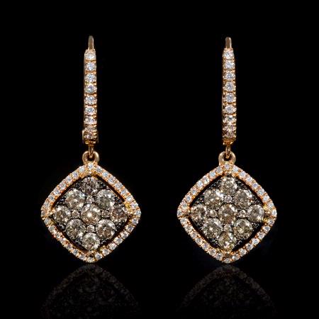 1.38ct Diamond 18k Rose Gold Dangle Earrings