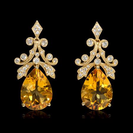 .64ct Diamond and Citrine 18k Yellow Gold Dangle Earrings