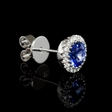 .26ct Diamond and Blue Sapphire 18k White Gold Cluster Earrings