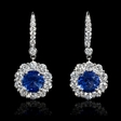 1.41ct Diamond and Blue Sapphire 18k White Gold Dangle Earrings