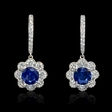 1.23ct Diamond and Blue Sapphire 18k White Gold Dangle Earrings