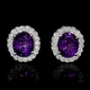 Diamond Purple Amethyst 14k White Gold Cluster Earrings 