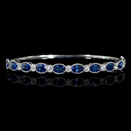 .94ct Diamond and Blue Sapphire 18k White Gold Bracelet