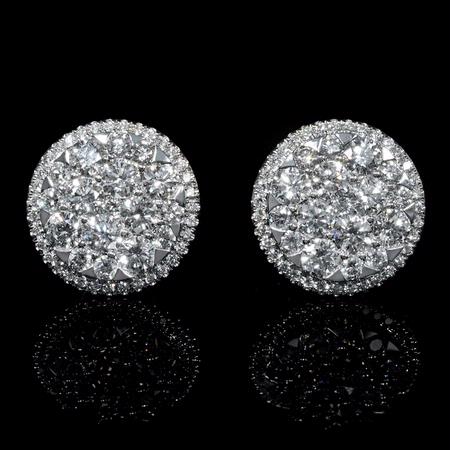 3.18ct Diamond 18k White Gold Cluster Earrings