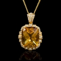 Diamond and Citrine 18k Yellow Gold Pendant