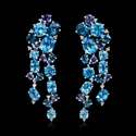 Blue Topaz and Iolites 18k white gold dangle earrings