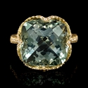 Diamond and Green Amethyst 18k Yellow Gold Ring