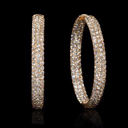Diamond 18k Rose Gold Hoop Earrings