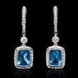 .53ct Diamond Blue Topaz 18k White Gold Dangle Earrings