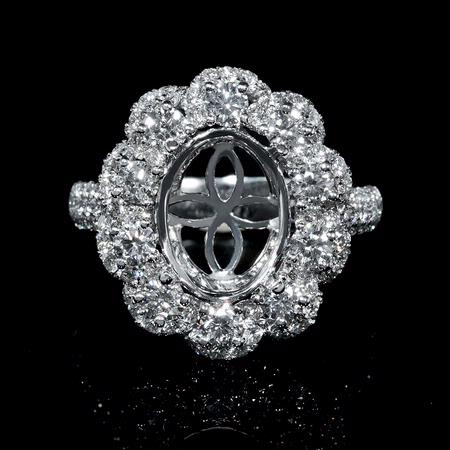 2.13ct Diamond 18k White Gold Halo Engagement Ring Setting