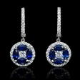 .58ct Diamond and Blue Sapphire 18k White Gold Dangle Earrings