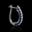 .86ct Diamond and Blue Sapphire 18k White Gold Huggie Earrings