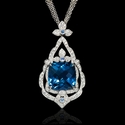 Diamond Blue Topaz and Sapphire 18k White Gold Pendant