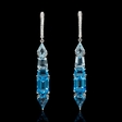 .16ct Diamond Aquamarine and Blue Topaz 18k White Gold Dangle Earrings