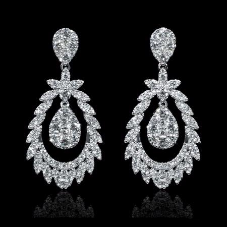 3.08cts Diamond 18k White Gold Dangle Earrings