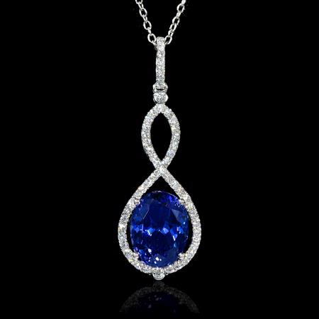 .54ct Diamond and Tanzanite 14k White Gold Pendant Necklace