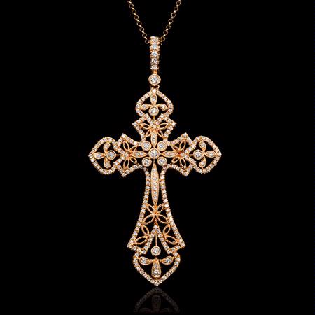 Diamond 18k Rose Gold Cross Pendant