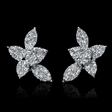 1.88cts Diamond 18k White Gold Cluster Earrings