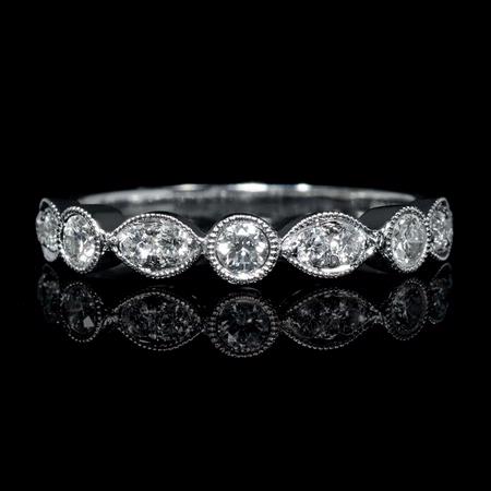 Diamond Antique Style 18k White Gold Wedding Band Ring   