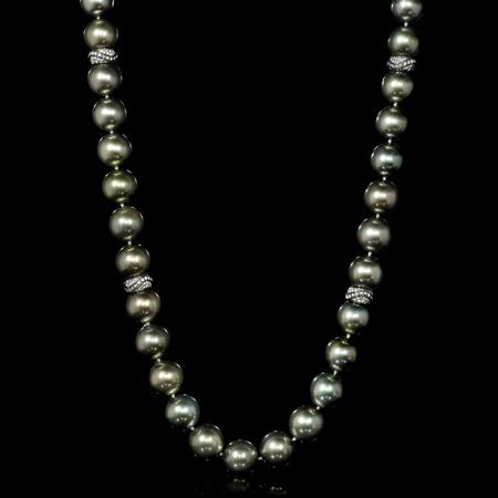 Diamond and Tahitian Pearl 18k White Gold Necklace