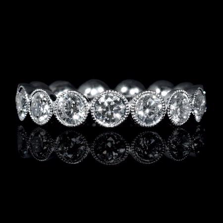 2.43cts Diamond Antique Style 18k White Gold Wedding Band Ring